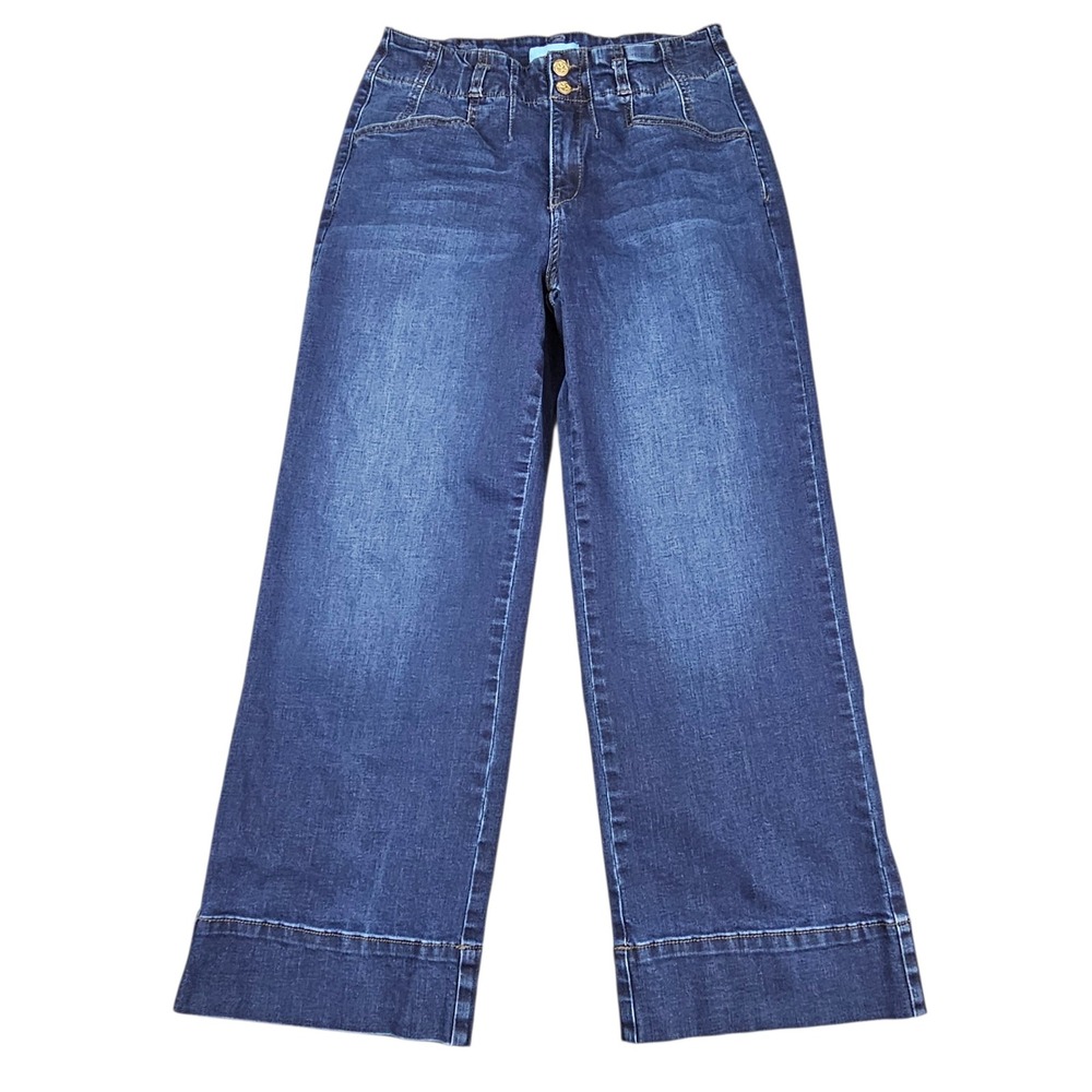 Draper James Womens Size 6 Crop High Rise Wide Leg Trouser Jeans Dark Wash Blue